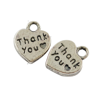 Kovový prívesok Thank you 12x10x2mm, 10 ks