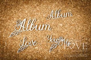 Výrezy z lepenky Nápisy Love you me, Album, 1 sada