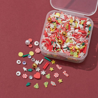 Polymérové ozdoby Vianoce 3~10x1.5~10x0.5~3.5mm, 25 g / balenie 