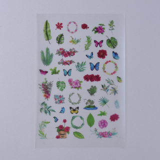Kreatívna Fólia s Motýľmi a Kvetmi pre UV a Epoxidovú Živicu 15x10cm, 1 hárok