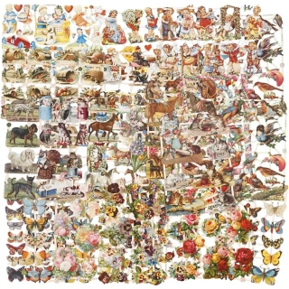 Vintage papierové výseky Mix 16,5x23,5 cm, 24 rôznych dizajnov