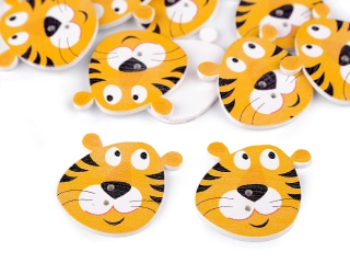 Drevené dekoračné gombíky Tiger, 10 ks