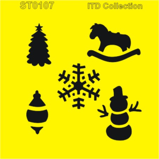 Šablóna na maľovanie Vianočné ozdoby 16x16cm, 1 ks