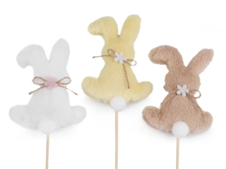 Dekorácia zápich plyšový zajačik 7 x 9 cm, 1 ks
