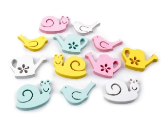 Penová dekorácia vtáčik, slimák, kanvička, 12 ks / bal.