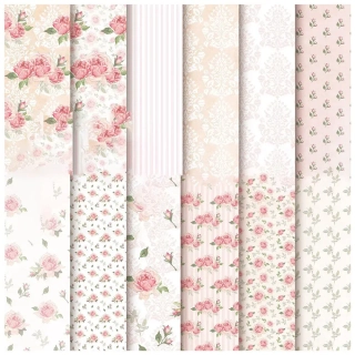 Scrapbook Papier Kvety, 153x153x0.1mm, 12ks/bal.