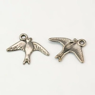 Kovový prívesok Vtáčik 17,5x22,5x1,5mm, 10 ks