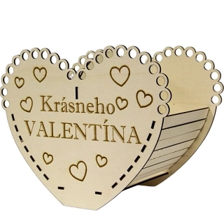 Valentínsky Drevený košík z preglejky s nápisom Krásneho Valentína 25,3x19,7 cm, 1 ks