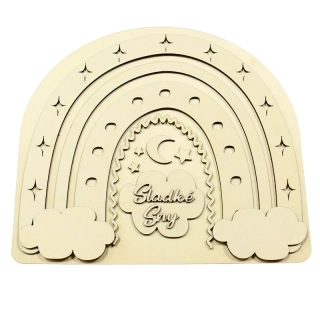 Drevený obraz s dúhou – s osobným nápisom 30x26cm, 1 ks