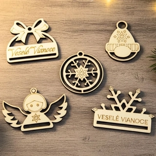 Drevený výrez na tvorbu makramé vianočných ozdôb (rôzne motívy)