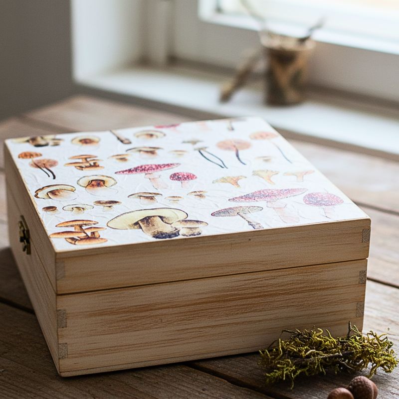 Ozdobená drevená krabička